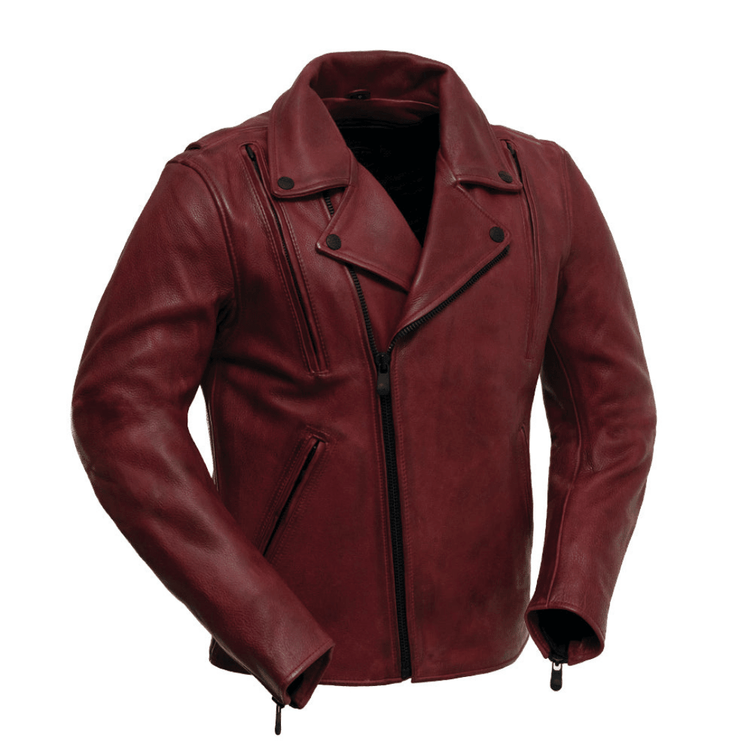 The Night Rider Red Leather Motorcycle Jacket
