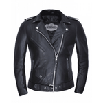Load image into Gallery viewer, Lightweight Classic Womens Leather Motorcycle Jacket | The Alley
