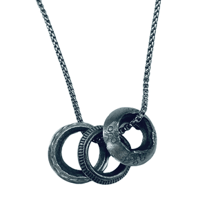 3 Tribal Rings Steel Chain Necklace