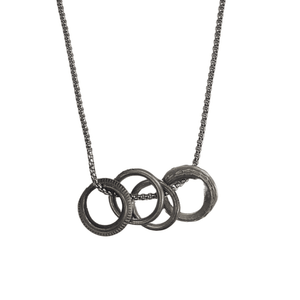4 Tribal Rings Steel Chain Necklace