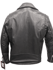 Load image into Gallery viewer, Mens Leather Moto Bomber Jacket - Rear
