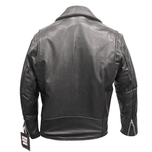 Mens Leather Moto Bomber Jacket - Rear