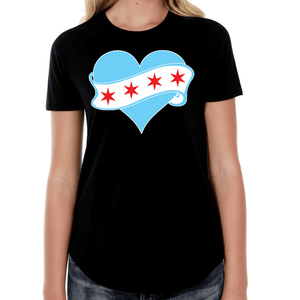 Heart Chicago Flag Womens Tshirt