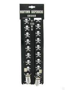 Accessories - Black And White Skull And Crossbones Suspenders