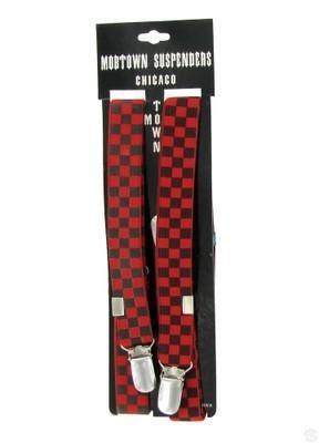 Accessories - Red & Black Checkered Suspenders