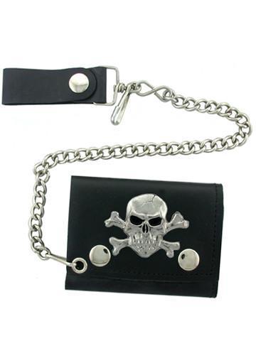 Accessories - Skull And Crossbones Tri-fold Biker Wallet