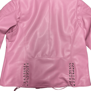 Baileys Womens Pink Fashion Vegan Leather Jacket w/Shoulder Padding - The Alley Chicago