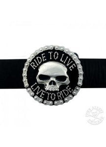 Belts & Buckles - Classic Vampire Skull "Ride To Live - Live To Ride" Bike Chain Belt Buckle