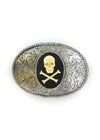 Oval Western Style Skull & Crossbones Cameo Belt Buckle