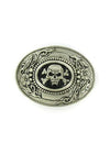 Vampire Skull and Crossbones Antiqued Oval Belt Buckle