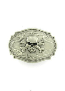 Belts & Buckles - Vintage Western Style Vampire Skull & Crossbones Belt Buckle