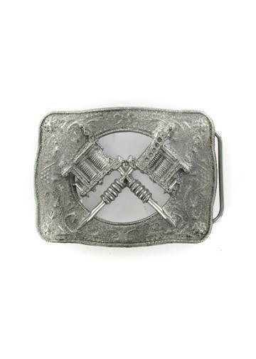 Belts & Buckles - Western Style Crossed Tattoo Guns Belt Buckle