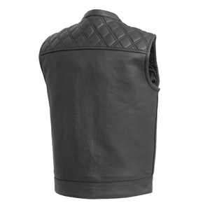 Downside Mens Leather Vest with Black Stitching