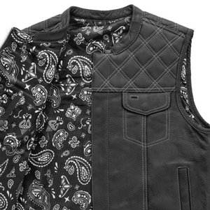 Downside Mens Leather Vest with White Stitching