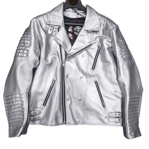 Ryder Mens Silver Modern Styled PU Moto Jacket - The Alley Chicago