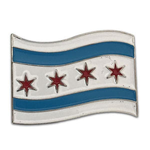 Wind Blown Chicago Flag Pin